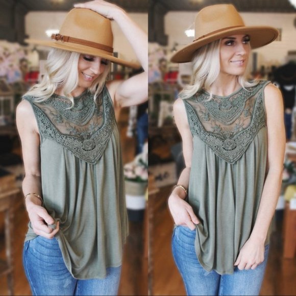 Infinity Raine Tops - Needless To Say Tank Top-Vintage Olive